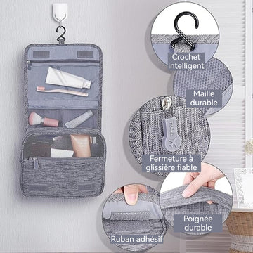 Trousse de toilette de Voyage 19x23CM pour Hommes et Femmes avec Poignée Volume élevé Pliable Multifonction Trousse de Maquillage